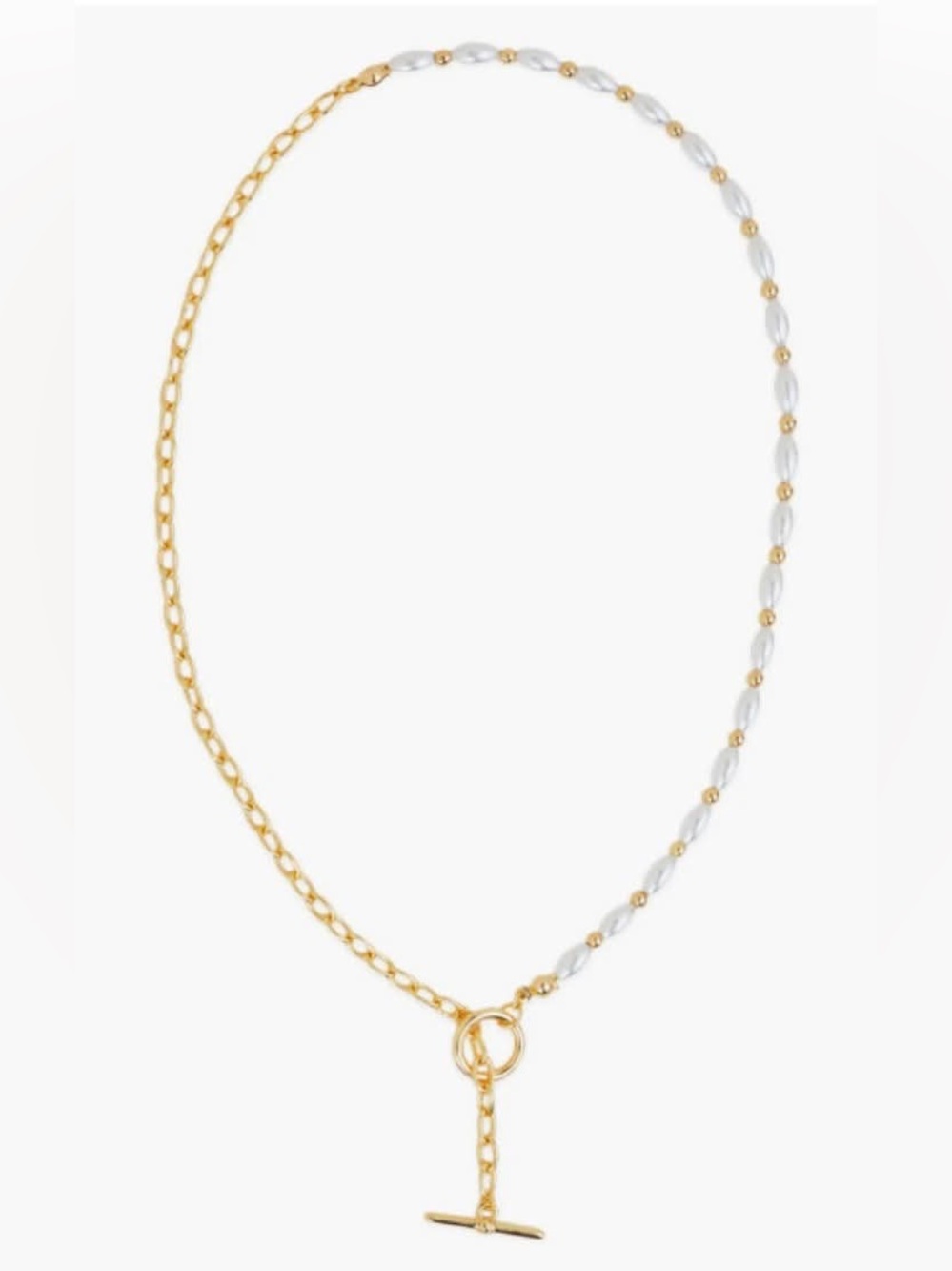 NWOT Sterling Forever Emersyn Faux Pearl Bar & Toggle Pendant Necklace MRSP $115